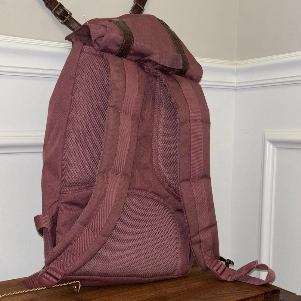 Herschel Supply Company Burgundy/mauve Backpack with brown front straps- large